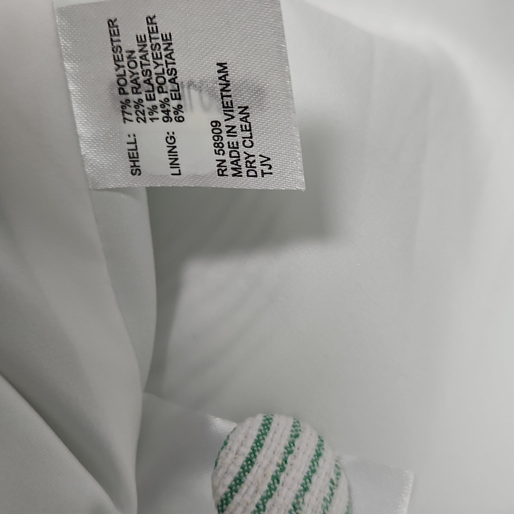 Preston & York Judith Boucle Tweed Round Neck Jacket: Green/White Stripe:Size- 8 - Picture 10 of 14